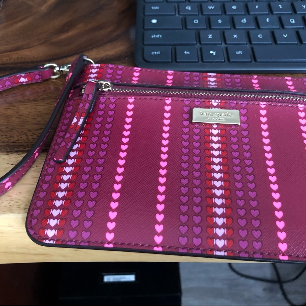 Kate Spade wristlet pink with hearts